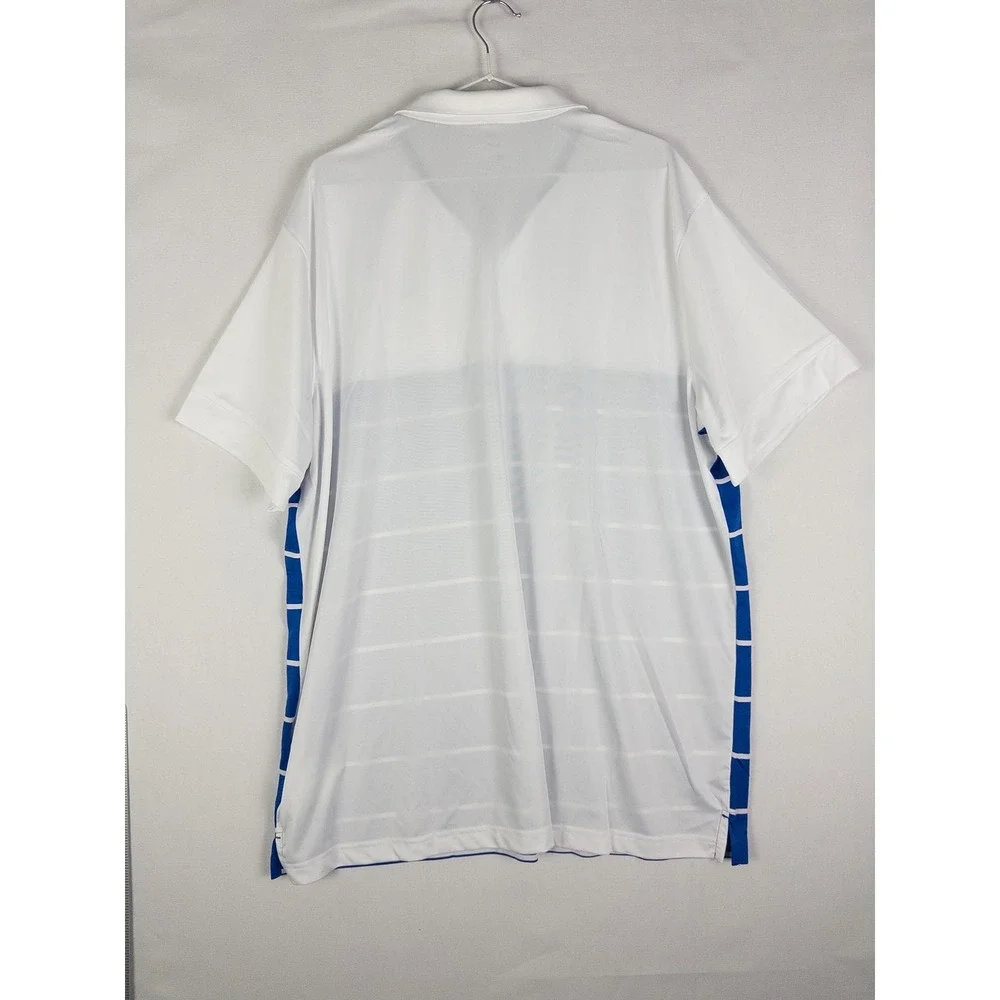 Nike Duke Blue Devils Striped Performance Polo Shirt Mens XXL White Blue Streetw